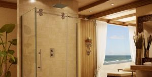 Glass-Stainless steel rolling Shower Enclosure Empire Enclosures