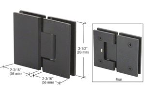 Matte Black Geneva Series 180 Degree Glass-to-Glass Standard Hinge