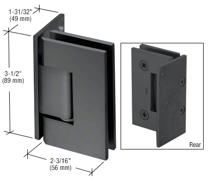 Matte Black Geneva Series Wall Mount Offset Back Plate Hinge